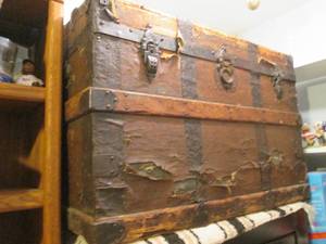 Large Vintage wooden and iron chest...