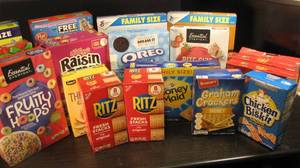 Boxes of dry goods.