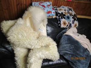 Lot of blankets and a genuine lambs...
