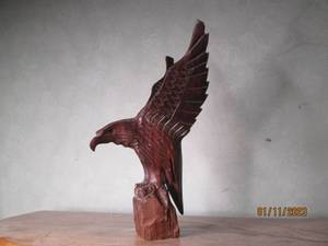 Hand Carved Wood Eagle Statue about...