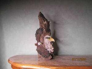 Hand Carved Wood Eagle Totem standi...