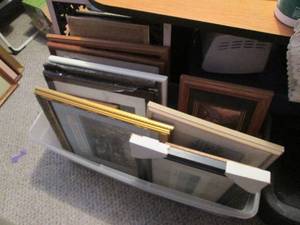 Large tote of paintings and frames ...
