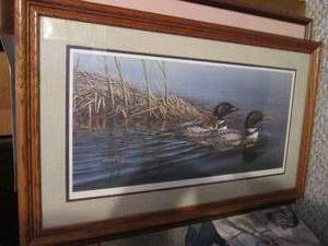 3 paintings, they feature loons, ro...