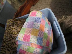 Blue tote of what looks to he handm...