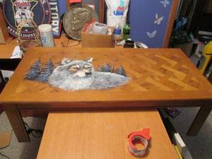 Large hand painted coffee table wit...
