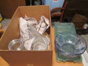 3 heavy large possibly crystal vase...