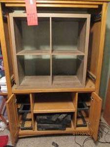 Entertainment center ready for your living space  Cube shelf in the middle NOT included