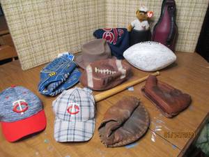 Box of Assorted baseball gloves, ba...