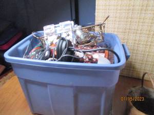 Tote full of misc household supplie...