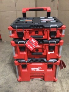 lot 2 image: Milwaukee PACKOUT 22 in. Rolling Tool Box, 22 in. Large Tool Box and 22 in. Medium Tool Box, Customer return, Review all pictures