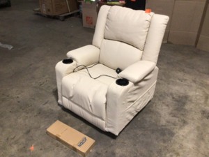 lot 3 image: Lucklife Lucklife White PU Leather Power Lift Recliner Chairs for Elderly Big Heated Massage Recliner Sofa, Open Box, Review all pictures