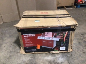 lot 5 image: Royal Gourmet 5-Burner Propane Gas Grill in Red with Rotisserie Kit, Open Box, review all pictures