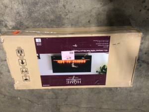 lot 9 image: Home Decorators Collection 42 in. Wall Mount Electric Fireplace in Black, Open Box, Review all pictures
