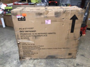 lot 10 image: StyleWell Pembroke 50 in. W Freestanding Faux Stone Infrared Wall Mantel Electric Fireplace in Gray, Has Damage, Customer return, Review all pictures
