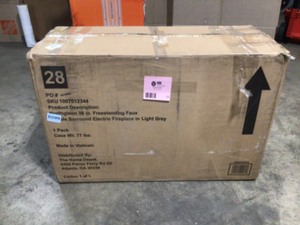 lot 13 image: StyleWell Northglenn 36 in. Freestanding Faux Marble Surround Electric Fireplace in Light Gray, Open Box, Review all pictures
