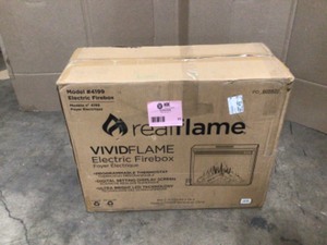 lot 23 image: Real Flame Valmont 76 in. Media Console Electric Fireplace TV Stand in Dark Mahogany, review all pictures, Customer return