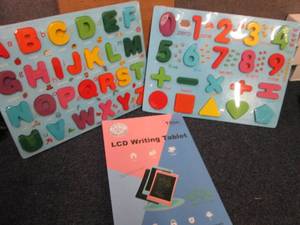 2 Wooden Puzzles & LCD Writing Tabl...