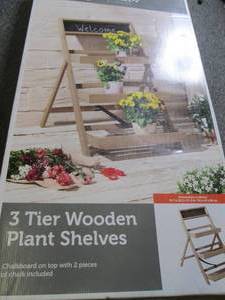 3-tier wooden plant shelves ...