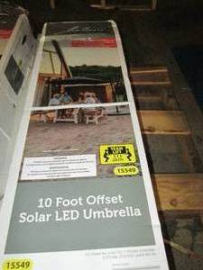 10 foot offset solar led umbrella o...