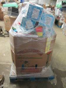 pallet over full of assorted new sa...