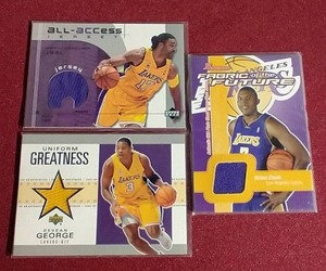 lot 81 image: (3) Los Angeles Lakers Jersey Cards