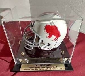lot 89 image: Autographed OJ Simpson Mini Helmet With Case