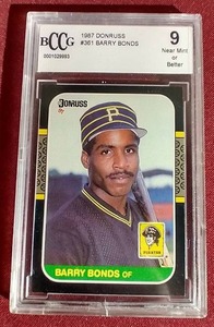 lot 118 image: 1987 Donruss Barry Bonds Rookie Card - BCCG 9