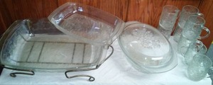 Princess House Floral Clear Glass Set.
