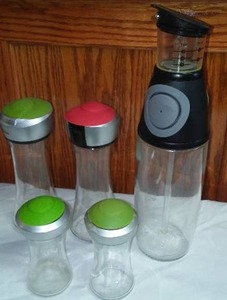 Trudeau Kitchen Self-Closing Condiment Containers Oil, Salt, And Pepper Shakers  More