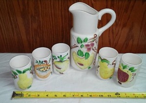 Ceramic Pitcher And Glasses