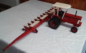 Hand Made Wood Tractor And Seeder