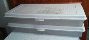 (2)  Storage Totes Lids Are Hinged & Latches