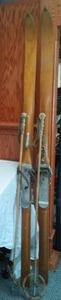 Vintage Wood Snow Skis And