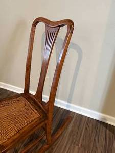 lot 32 image: Wood Rocking Chair with Woven Seat Medium Size