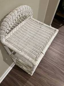 lot 83 image: White Wicker Stand with Shelves