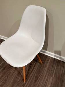 lot 81 image: White Chair with Wood Legs