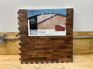 TRAFFICMASTER BrownTravertine Wood 24 in. x 24 in. x 0.47 in. Rubber All Purpose Floor Tiles (4 TilesPack) (16 sq. ft.)