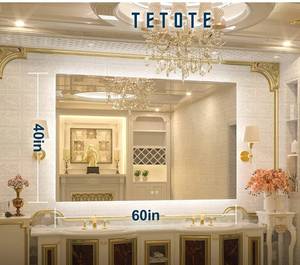 TETOTE 60 x 40 Inch LED Backlit Bathroom Mirror with Light,Anti-Fog,Dimmable,CRI90,Water Proof,Vanity Lighted Mirror