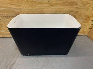 47 Acrylic Freestanding Japanese Soaking Bathtub with Built-in Seat Matte Black