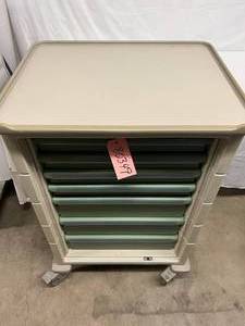 $$$$ Herman Miller Healthcare Medical Rolling 7 Drawer Cart With Side Tray Table &amp Drawer Sorter - Great Condition