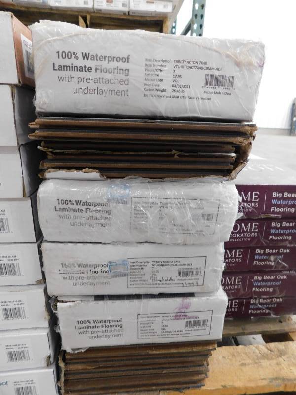 lot 16 image: A&A Surfaces Trinity Acton Waterproof Laminate Wood Flooring 10 mm T x 7 in. W x 48 in. L (107 sq. ft.