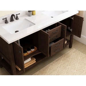 lot 46 image: allen  roth Kingscote 60-in Espresso Undermount Double Sink Bathroom Vanity with White Engineered Stone Top