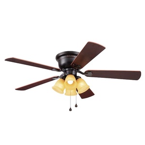 lot 98 image: Harbor Breeze Centreville 52-in Oil-Rubbed Bronze LED Indoor Flush Mount Ceiling Fan with Light (5-Blade)
