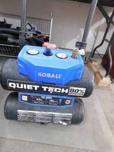 lot 20 image: Kobalt Quiet Tech 4.3-Gallons Single Stage Portable Corded Electric Twin Stack Air Compressor