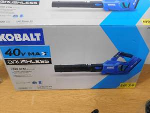 lot 111 image: Kobalt Gen4 40-volt 520-CFM 120-MPH Brushless Handheld Cordless Electric Leaf Blower 4 Ah (Battery & Charger Included)
