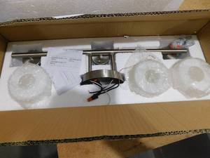 lot 131 image: Progress Lighting Replay 22-in 3-Light Brushed Nickel Transitional Vanity Light