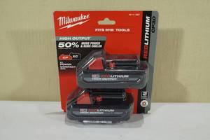 lot 11 image: Milwaukee M18 Redlithium High Output CP3.0 Batteries -2-Pack