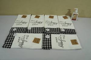 lot 49 image: 6 Kitchen Dual Purpose Towels with Hand Lotion