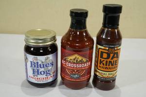 lot 52 image: Assorted BBQ Sauce -Blues Hog, Kansas City, Da Kine Hawaiian