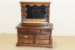 lot 134 image: Wood 5 Drawer Dresser Top Jewelry  Chest